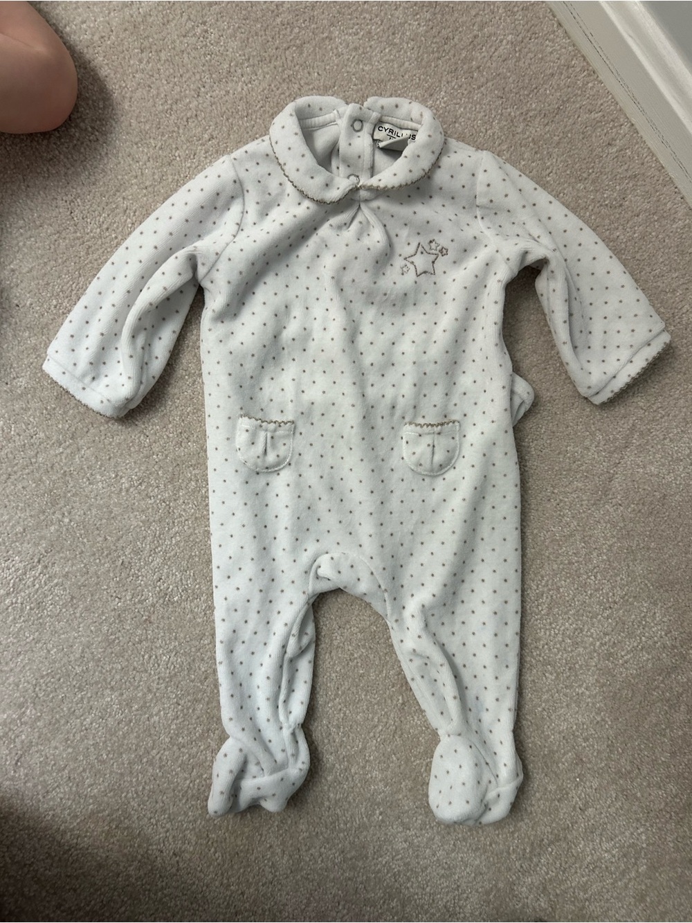 Cyrillus Cream Fleece Star-Print Footie One-Piece